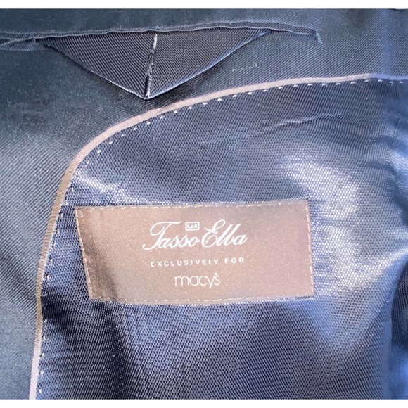 TASSO ELBA Black Single Breast Suit Jacket Blazer Wool/Cashmere Size 46R 39W - Picture 5 of 5